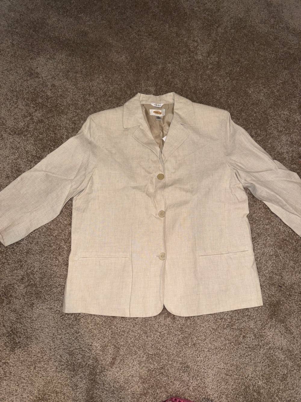 Talbots Irish linen Light Beige Women's Blazer Jacket - size 12P - NWT. B14
